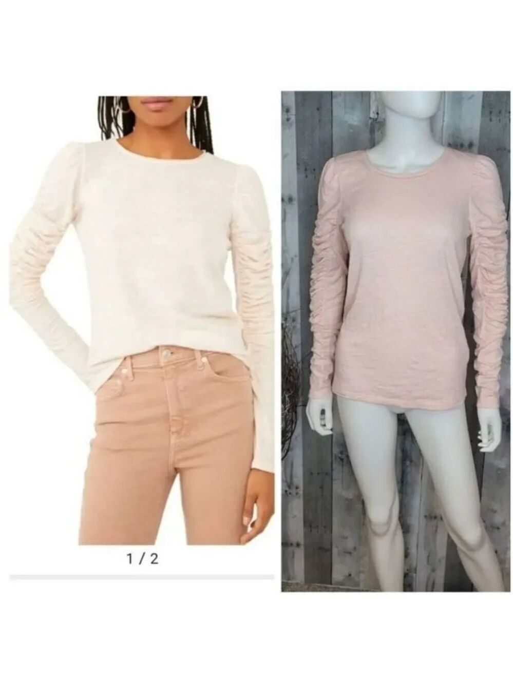NWOT Free People Natasha Ruffle Sleeve Top In Pink